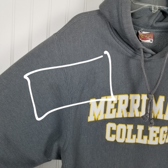 Merrimack College Hoodie Sweatshirt Vintage MV Pro Weave Mens Small Gray Graphic - Picture 3 of 9